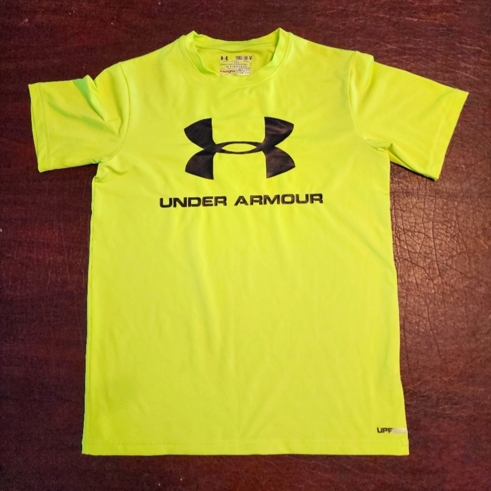 UA Boys Heat Geat Short Sleeve Lime Green/ Neon Yellow Shirt